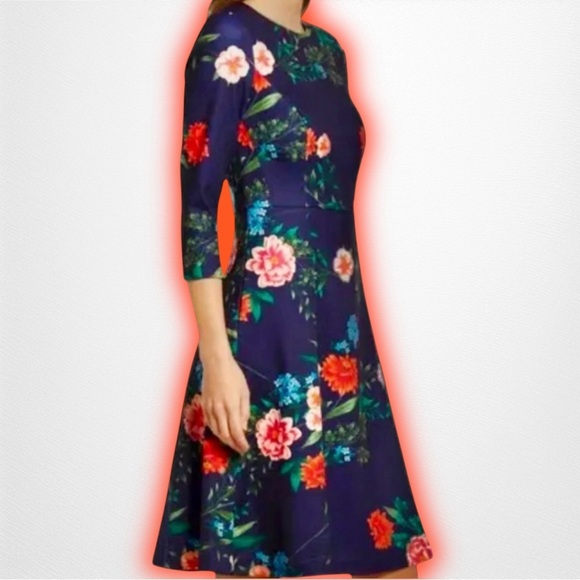 NWOT Eliza J ‘Mandy’ Navy Blue 3/4 Sleeve Fit & Flare Style Dress Plus Size 18W - Picture 2 of 16